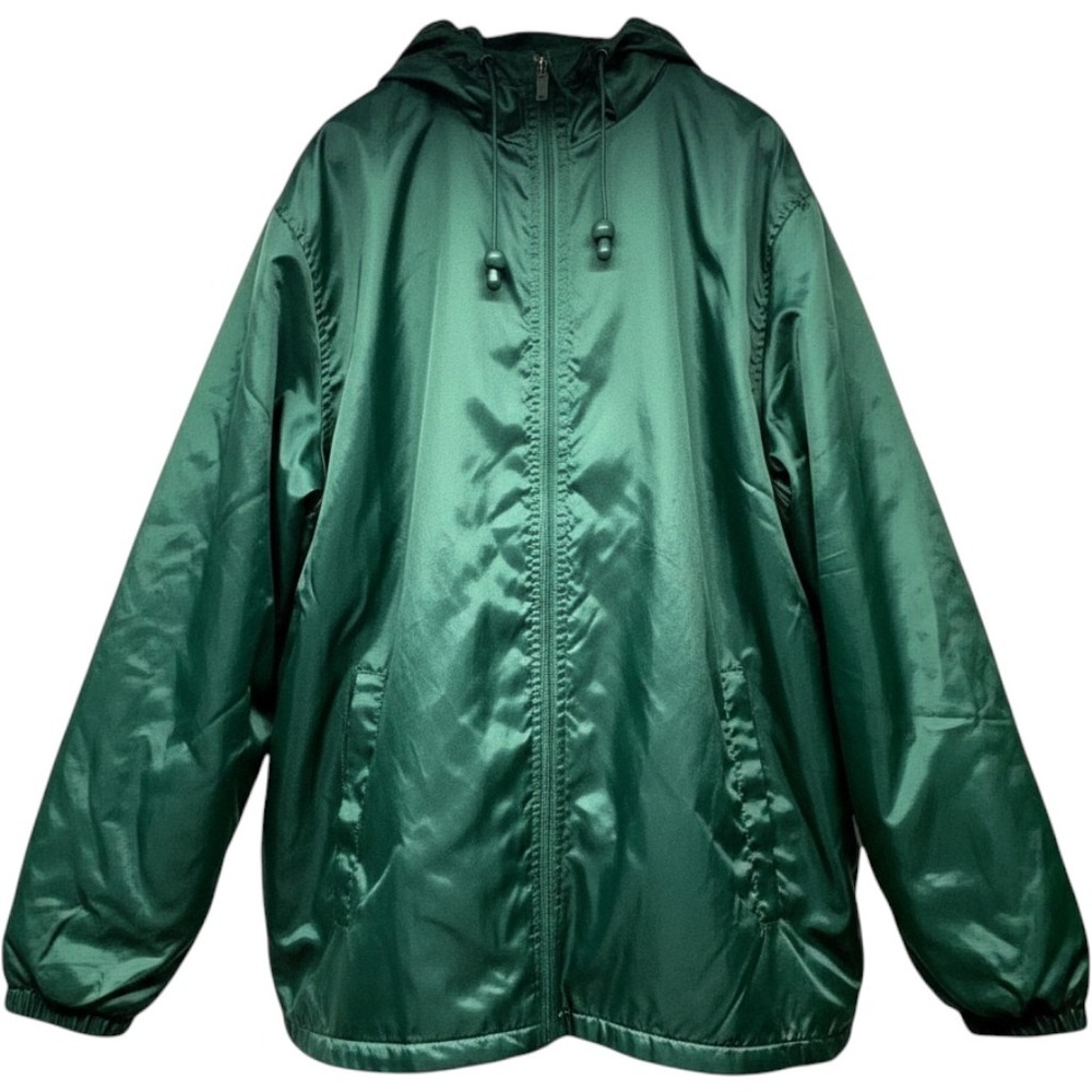 Totes Windbreaker‎ Jacket Mens Large Green Hooded Full Zip Solid Casual Gorpcore